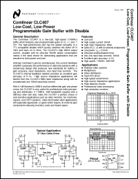 CLC407MDC datasheet: Low Cost, Low Power, 110 MHz Programmable Gain Buffer with Disable CLC407MDC