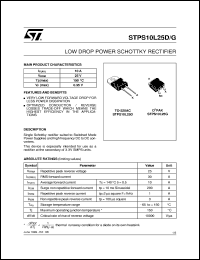 STPS10L25G datasheet: LOW DROP POWER SCHOTTKY RECTIFIER STPS10L25G