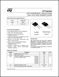 DTV16D datasheet: HIGH VOLTAGE DAMPER DIODE (CRT HORIZONTAL DEFLECTION) DTV16D