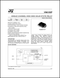 VN610SP datasheet: SINGLE CHANNEL HIGH SIDE SOLID STATE RELAY VN610SP