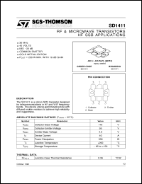 SD1411 datasheet: HF SSB APPLICATIONS RF & MICROWAVE TRANSISTORS SD1411