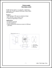 LA211 datasheet: Photocoupler. 1500 Vrms input/output isolation. LA211