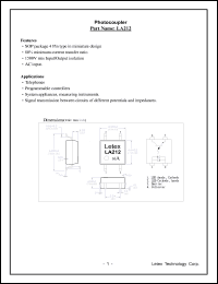 LA212 datasheet: Photocoupler. 1500 Vrms input/output isolation. LA212