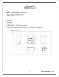 LA213 datasheet: Photocoupler. 1500 Vrms input/output isolation. LA213