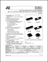 ST72311 datasheet: 8-BIT MICROCONTROLLER (MCU) WITH 8 TO 16K ROM/OTP/EPROM,384 TO 512 BYTES RAM,ADC,WDG,SCI,SPI AND 2 TIMERS - SDIP42/56, QFP44/64 ST72311