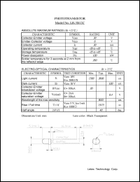 LR-3B12C datasheet: Phototransistor. Collector-emitter voltage 30 V. Emitter-collector voltage 6 V. Collector current 20 mA. Power dissipation 100 mW. LR-3B12C