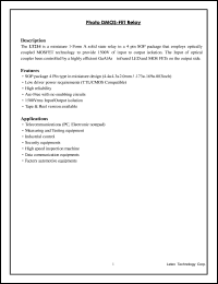 LT214 datasheet: Photo DMOS-FET relay. Input continuous LED current 50 mA, input peak LED current 1000 mA, input LED reverse voltage 5 V. Output load voltage 80 V, output load current 120 mA. LT214