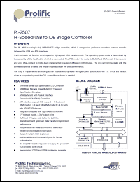 PL-2507 datasheet: Hi-speed USB to IDE bridge controller PL-2507