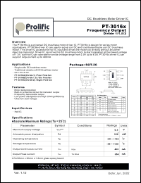 PT-3016A datasheet: DC: 1.5-6.5V; 4 pole fan; DC brushless motor driver IC PT-3016A