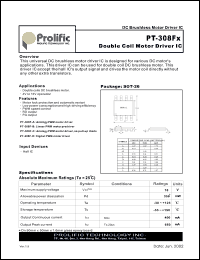 PT-308F-A datasheet: 2-18V; double coil motor friver IC PT-308F-A