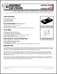 420LB35 datasheet: Max voltage:35V; 100mA; two line pair 4-20mA control loop protector. For multi process control loops, fire & security systems, petro-chemical plants and refineries & tank farms 420LB35