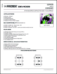 CP05 datasheet: 5.0V; peak pulse power:200Watts; standard capacitance TVS array CP05