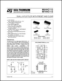 M74HC112 datasheet: DUAL J-K FLIP FLOP WITH PRESET AND CLEAR M74HC112