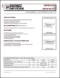 GPZ1275 datasheet: 28V; 350W; remote DC power supply, base station & microwave protection, MIL-STD-1275 power bus protection, elctric drive motors & controls, mobile electronics GPZ1275
