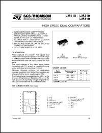 LM119 datasheet: HIGH SPEED DUAL BIPOLAR COMPARATORS LM119