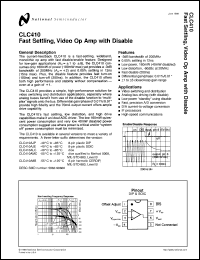 CLC410MDC datasheet: Fast Settling Video Op Amp with Disable CLC410MDC