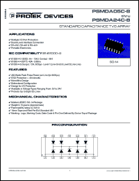 PSMDA15C-8 datasheet: 15.0V; 450Watt; standard capacitance TVS array. For RS-232 RS-422 & RS-423 data lines, portable electronics PSMDA15C-8
