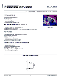 SLVU2.8 datasheet: 2.8V; 30A; 600Watt; ultra low capacitance TVS array. For cellular phone base stations, ethernet- 10/100/1000 base T, switching stations, audio/video inputs, handheld devices SLVU2.8