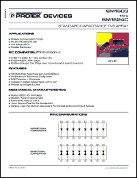 SM1603C datasheet: 3.3V; 500Watt; standard capacitance TVS array. For wireless communication circuits, RS-232/422/423, portable electronics SM1603C