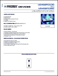 U0402FC15C datasheet: 15.0V; 250W; unbumped flip chip array. For cellular phones, MCM boards, wireless communication circuit, IR LEDs, SMART & PCMCIA cards U0402FC15C