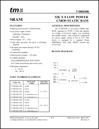 T15M256B-85P datasheet: -0.5 to 7V; 0.7W; 32 x 8 low power CMOS static RAM T15M256B-85P