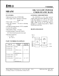 T15V256A-85PI datasheet: -0.5 to 4.6V; 0.7W; 32K x 8 low power CMOS static RAM T15V256A-85PI