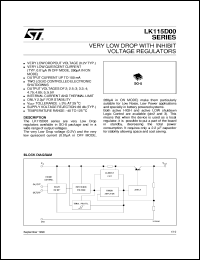 LK115D30 datasheet: VERY LOW DROP VOLTAGE REGULATORS WITH INHIBIT LK115D30