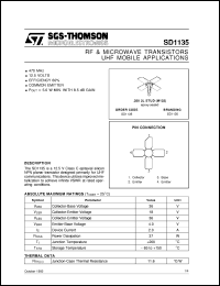 SD1135 datasheet: UHF MOBILE APPLICATIONS RF & MICROWAVE TRANSISTORS SD1135