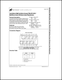 54LS244FMQB datasheet: Octal tri-state buffers/line drivers/line receivers 54LS244FMQB