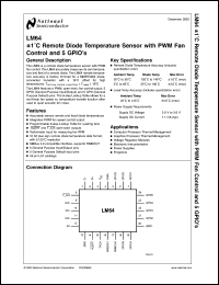 LM64CILQ-F datasheet: +/-1C remote diode temperature sensor with PWM fan control and 5 GPIOs LM64CILQ-F