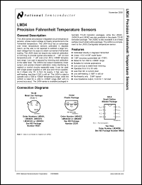 LM34DZ datasheet: Precision fahrenheit temperature sensor LM34DZ