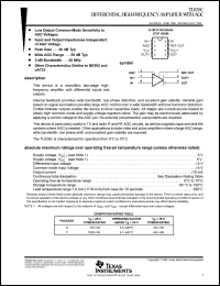 TL026CPSR datasheet: Differential high-frequency amplifier AGC TL026CPSR