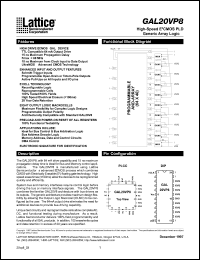 GAL20VP8B-15LJ datasheet: High-speed E2CMOS PLD generic array logic, 15ns GAL20VP8B-15LJ