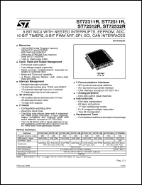 ST72311R datasheet: 8-BIT MCU WITH NESTED INTERRUPTS, EEPROM, ADC, 16-BIT TIMERS, 8-BIT PWM ART, SPI, SCI, CAN INTERFACES ST72311R