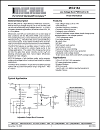 MIC2184BQS datasheet: Low voltage buck PWM control, adjustable output MIC2184BQS