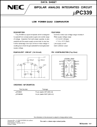 uPC339G2 datasheet: Low power quad comparator uPC339G2