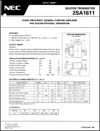 2SA1611 datasheet: PNP transistor tor audio frequency, general purpose amplifier, 50V, 0.1A 2SA1611