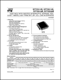 ST72512R4 datasheet: 8-BIT MCU WITH NESTED INTERRUPTS, EEPROM, ADC, 16-BIT TIMERS, 8-BIT PWM ART, SPI, SCI, CAN INTERFACES ST72512R4