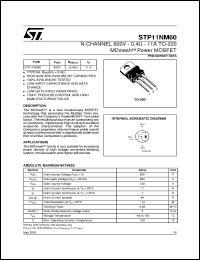 STP11NM60 datasheet: N-CHANNEL 600V 0.4OHM 11A TO-220 MDMESH POWER MOSFET STP11NM60