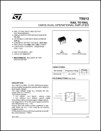 TS912AID datasheet: INPUT/OUTPUT RAIL TO RAIL DUAL CMOS OP-AMPS TS912AID