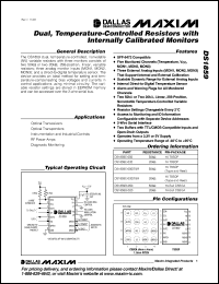 DS1859E-020/T&R datasheet: Dual, temperature-controlled resistors with internally calibrated monitors, 20KOhm DS1859E-020/T&R