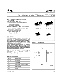 M27C512 datasheet: 512 KBIT (64KB X8) UV EPROM AND OTP EPROM M27C512