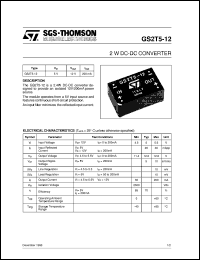 GS2T5-12 datasheet: 2 W DC-DC CONVERTER GS2T5-12