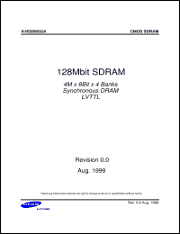 K4S280432F-TC75 datasheet: 128Mb SDRAM, 3.3V, LVTTL, 133MHz K4S280432F-TC75