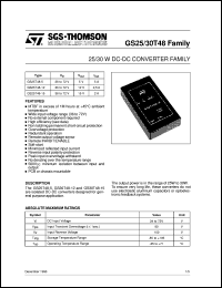 GS30T48-15 datasheet: 25 / 30 W DC-DC CONVERTER FAMILY GS30T48-15