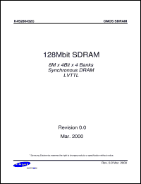 K4S281632C-TP1L datasheet: 128Mb SDRAM, 3.3V, LVTTL, 100MHz K4S281632C-TP1L
