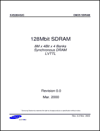 K4S281632C-TI1H datasheet: 128Mb SDRAM, 3.3V, LVTTL, 100MHz K4S281632C-TI1H