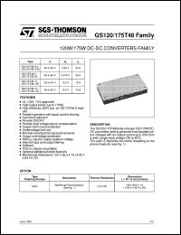 GS120T48-3.3 datasheet: 120 W / 175 W DC-DC CONVERTERS FAMILY GS120T48-3.3