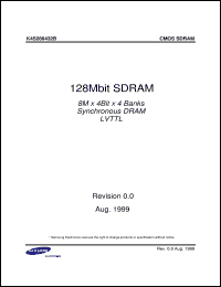 K4S281632D-NL1H datasheet: 128Mb SDRAM, 3.3V, LVTTL, 100MHz K4S281632D-NL1H