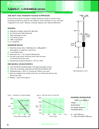 1.5KE43A datasheet: 1500W axial transient voltage supressor, 43V 1.5KE43A